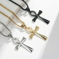 thumbnail image 5 of Coptic Ankh Cross Religious Pendant Necklace for Men Women, Stainless Steel Cross Silver/Gold/Black Cross Pendant with 24" Chain, 5 of 5