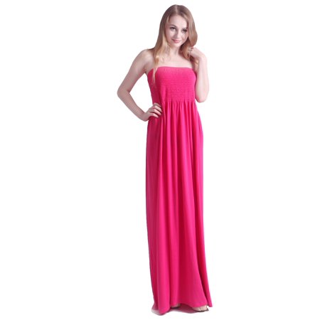 - HDE Women's Strapless Maxi Dress Tube Top Long Skirt Sundress Cover Up