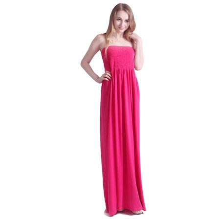 HDE Women's Strapless Maxi Dress Tube Top Long Skirt Sundress Cover