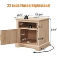 thumbnail image 2 of 22" Fluted Nightstand with Charging Station, Large Modern End Table, Wood Side Table w/Open Shelf & Spacious Tabletop, Bedside Table with Storage Space for Bedroom, Living Room-Natural, 2 of 6