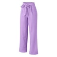thumbnail image 6 of Baqcunre Trousers Pants for Women Casual Solid Color Loose Pockets Elastic Belt Waist Pants Long Trousers Womens Fashion Women's Pants Womens Pants Womens Clothes Purple XXL, 6 of 6