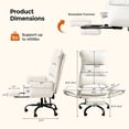 thumbnail image 4 of Patbrela Big and Tall Office Chair, PU Leather Swivel Desk Chair Ergonomic Computer Chairs with Adjustable Armrests, White, 4 of 10