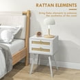 thumbnail image 5 of Bedside Table Set of 2 with 2 Drawers, Rattan Element for Bedroom, 5 of 5