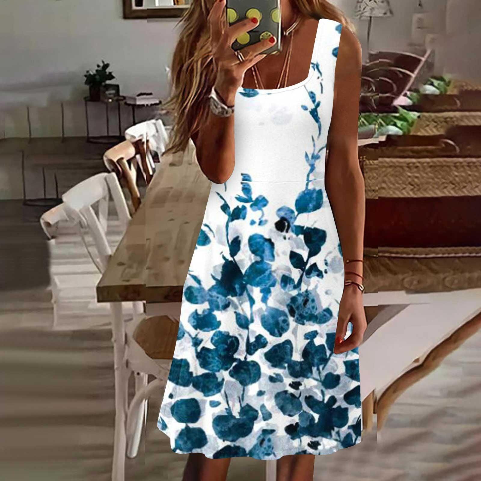 YFPWM Hawaiian Dresses for Women Tennis Dress High Low Bridesmaid Dress  tail Party Maxi Dress Floral Dress Hawaiian Beach Modern Dress Sleeveless  Round Neck Print Dress - Walmart.com