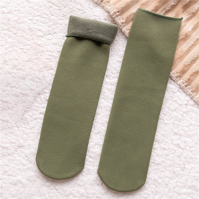Up To $10 Stockings Green Double Velvet Winter Thermal Socks Close Fitting Velvet Winter Thermal Socks Thickened Soft Velvet Snow Socks Comfortable Velvet Winter Thermal Socks