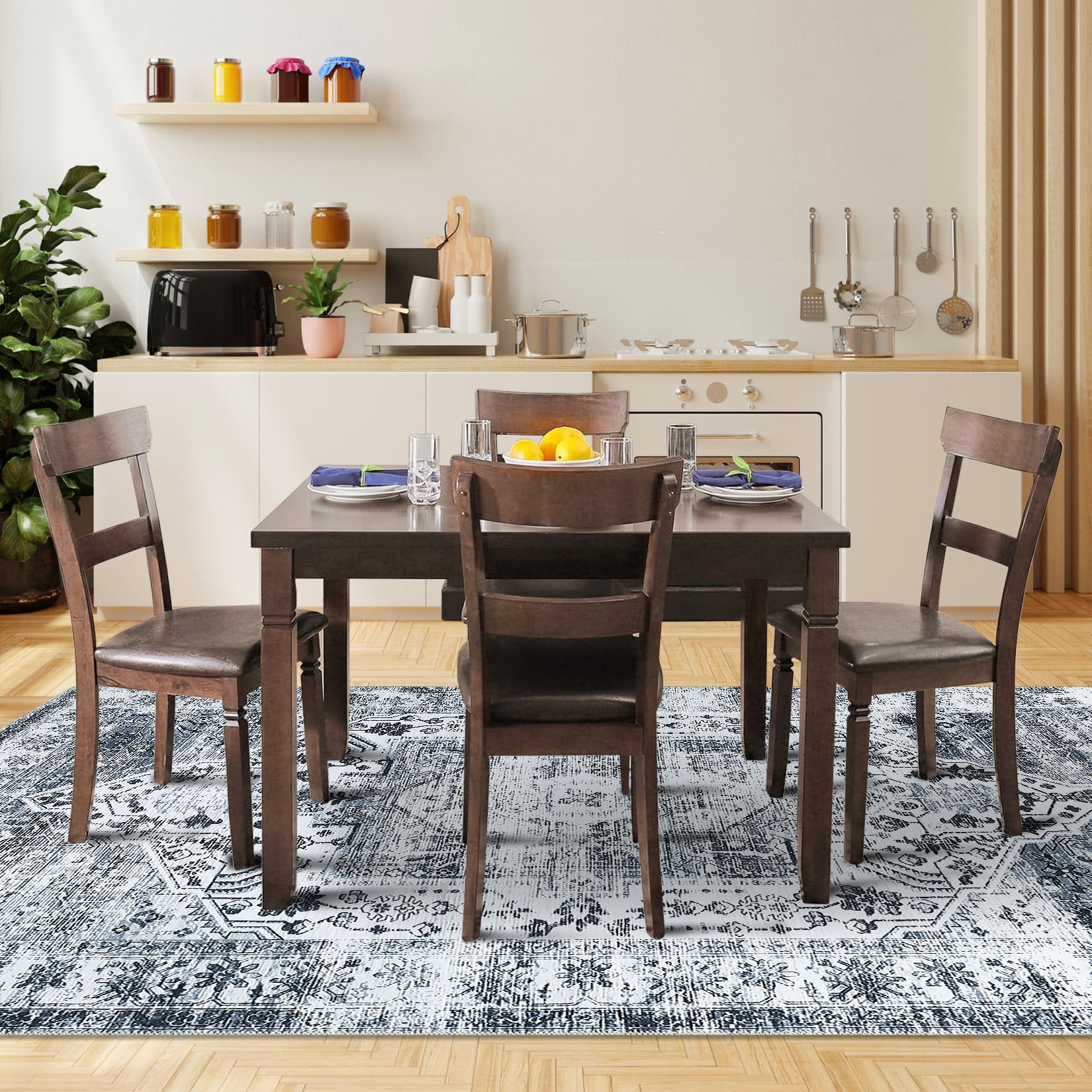 Hasoo Area Rug Machine Washable Rug Small Throw Carpet Persian Area Rug Non Slip Distressed Area Rug Oriental Rug for Living Room Bedroom Kitchen, Grey 4' x 6'
