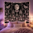 thumbnail image 2 of Nocturnal Cratered Moon with Flanked Crescent Moons Moth, Spooky Gothic for Gothic Decor Fans, Dark Art Decor, Halloween Gift, Tapestry Wall Hanging for Bedroom and Dorm, 2 of 7