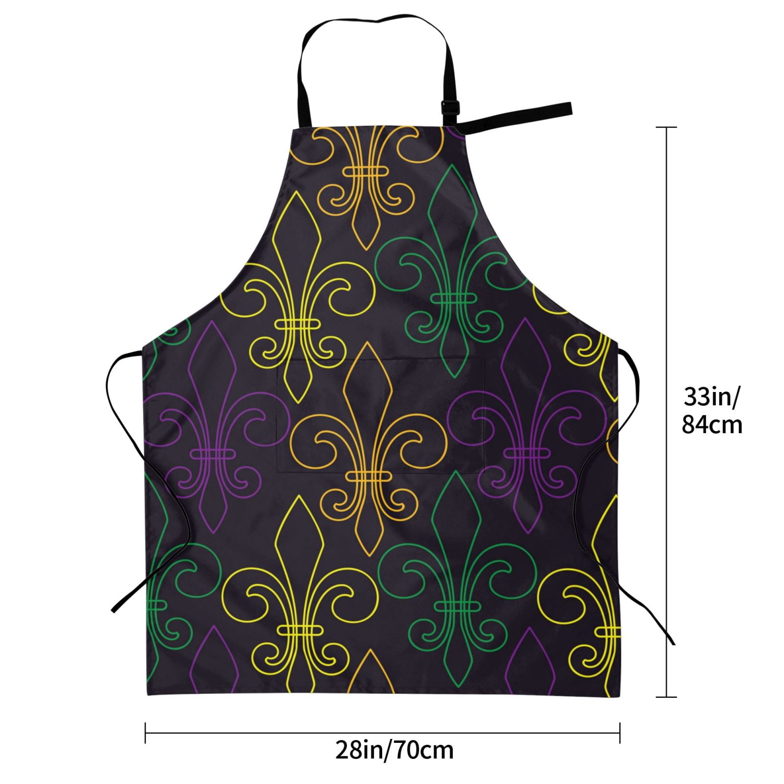 Rateoe Mardi Gras Carnival Aprons with Pocket,Men Womens Aprons Waterproof Adjustable Cooking Aprons for Kitchen Gardening and Salon