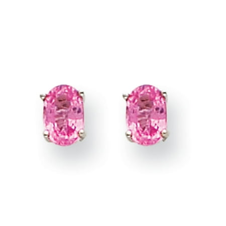 Jewelryweb 14k White Gold Pink Shire Earrings 14k White Gold Pink Shire Earrings