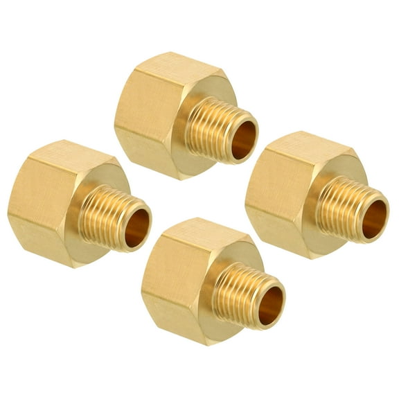 1/4 NPT NPT Male x 1/2 NPT NPT Female Brass Pipe Fitting Hex Reducer Adaptor, 4 Pack
