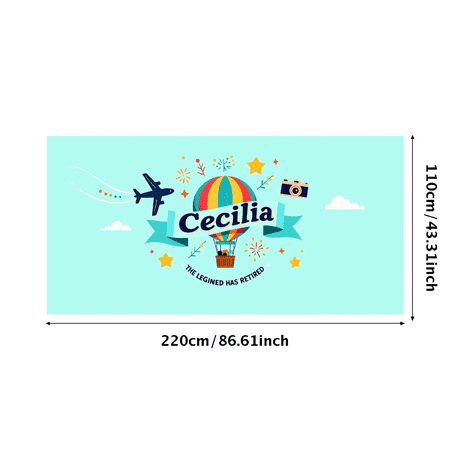 LUUFILx Personalized Retirement Banner with Airplane Camera Balloon and Star Elements Happy Retirement Decors Party Backdrop Photography Props Retirement Party Celebration Decorations