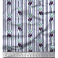 thumbnail image 1 of Soimoi Purple Cotton Voile Fabric Feather & Bottle Vase Stripe Printed Fabric 1 Yard 42 Inch Wide, 1 of 3