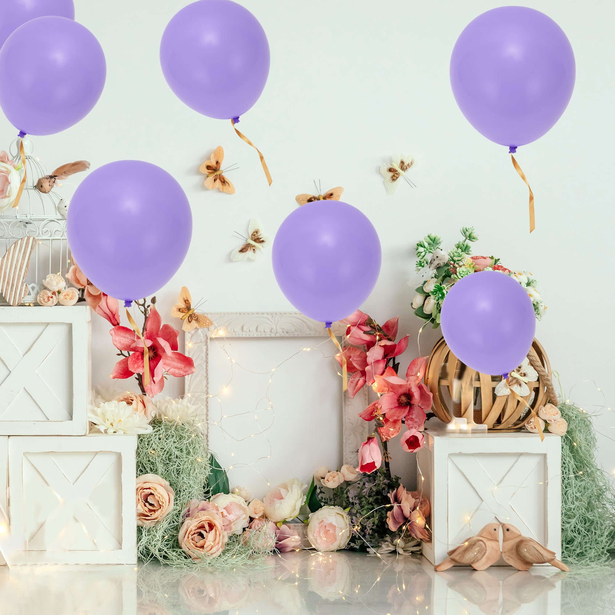 Unique Bargains 20 Pcs Latex Party Balloons 10-inch Round Helium Balloon Purple