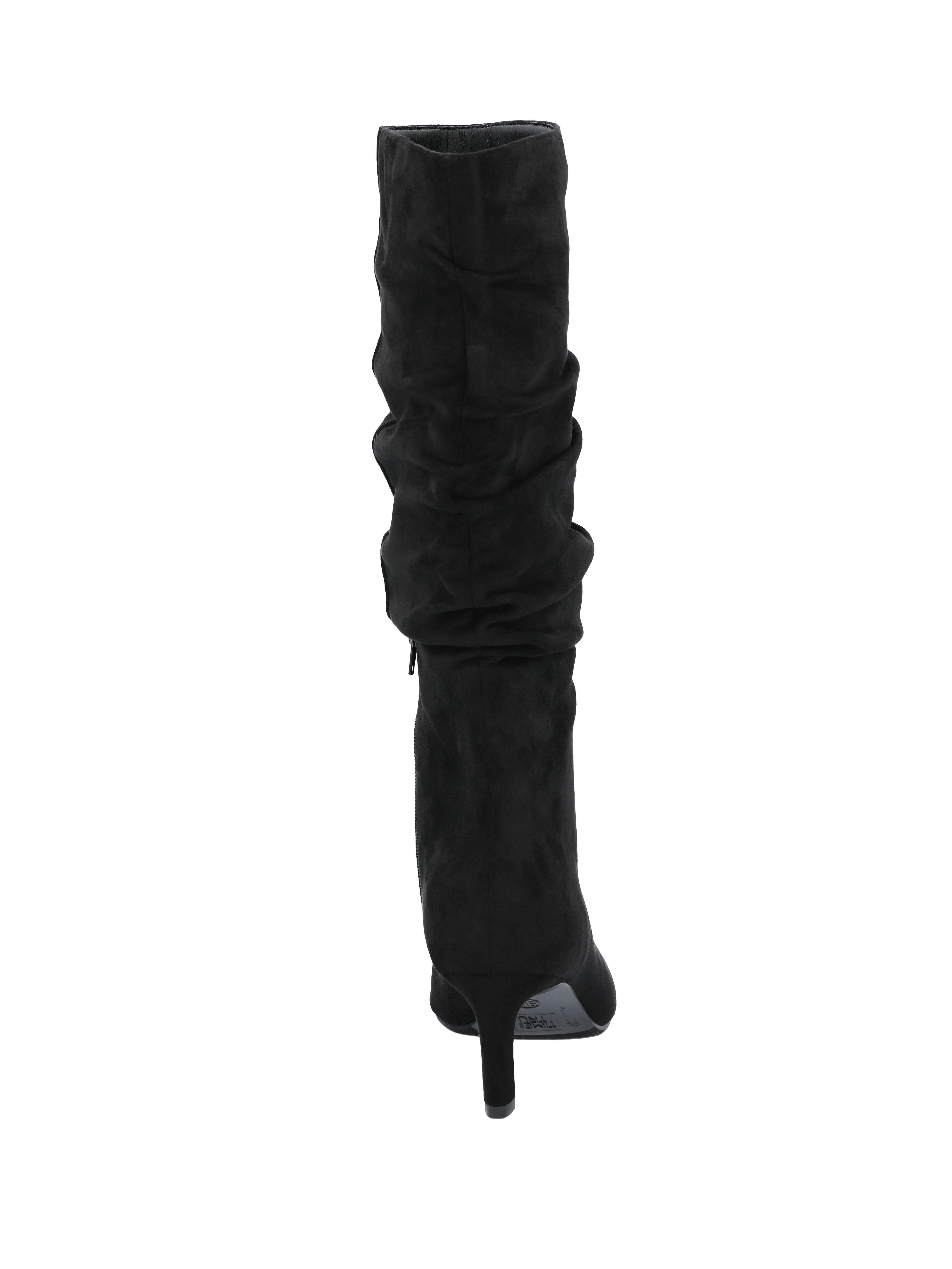 Time and Tru Women's Faux Suede Slouch Boots with Kitten Heels, Wide Width Available