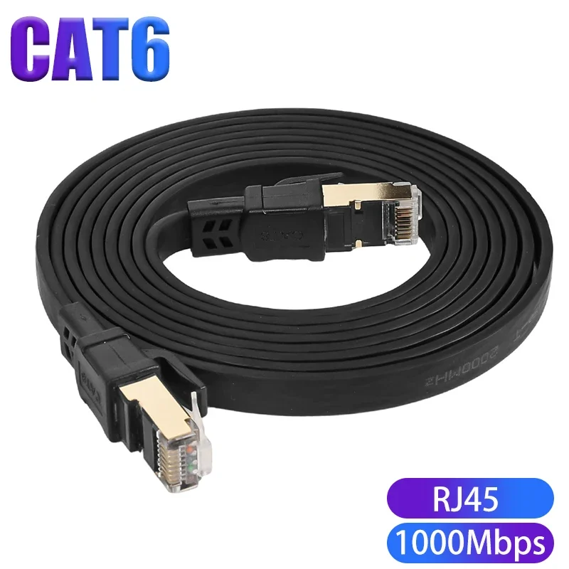 Cat 6 Ethernet Cable RJ45 Shielded Network 32FT/65FT/98FT Ethernet Cableh Flat Hig Speed 1000Mbps Internet Network Cord Cat6 RJ45