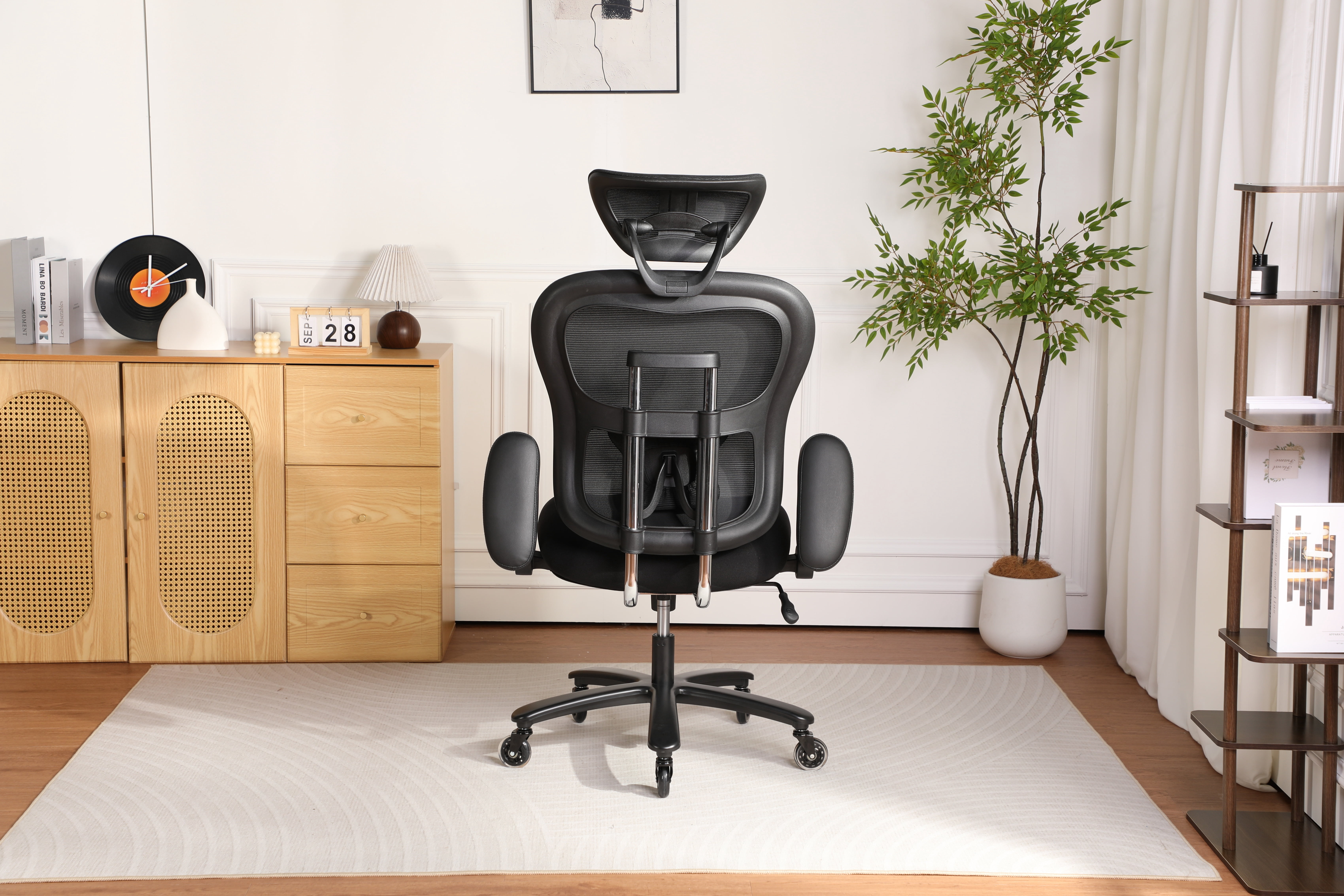 500LBS Big and Tall Office Chair Mesh Breathable, Gaming Chair with Adjustable Backrest Height & Headrest Angle & Adaptive Lumbar Lupport, Executive Computer Desk Chair with 2D Flip-Up Arms, Black