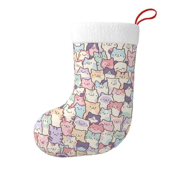 Christmas Stockings Cute Cats Large Hanging Xmas Sock Gift Bag Classic Fireplace Decor for Home, Party, and Family Celebration