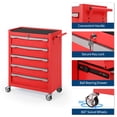 thumbnail image 2 of 5-Drawer Tool Chest, Rolling Tool Cart with Wheels, Large Capacity Tool Storage Cabinet with Keyed Locking, Tool Organizer Box for Garage, Workshop, Warehouse -Black / Red / Blue, 2 of 7