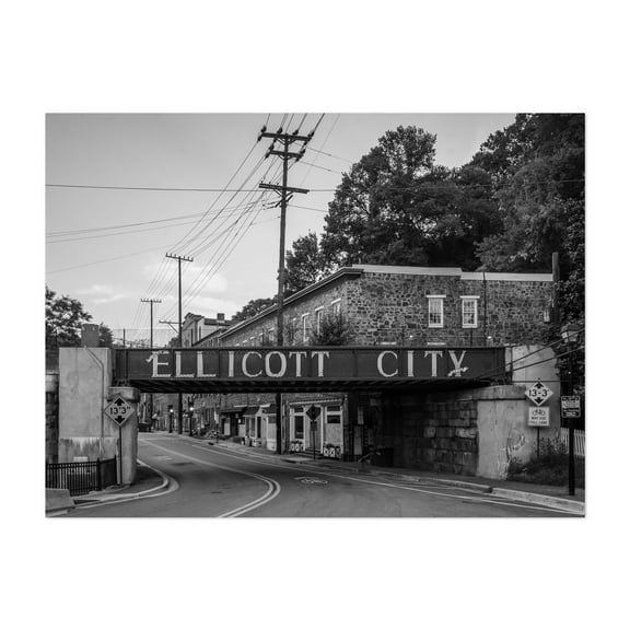 Around the Corner B&W - Ellicott City Maryland Photography Unframed Wall Art Print 5 x 7 inches