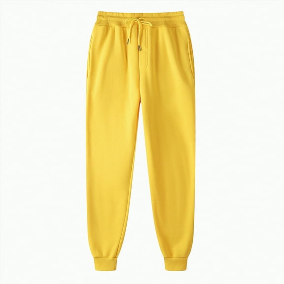 Ccpelsie Women Fall Fashion Sweatpants Baggy Joggers Lounge Lightweight Comfy High Waisted Sweatpants(Yellow,L)
