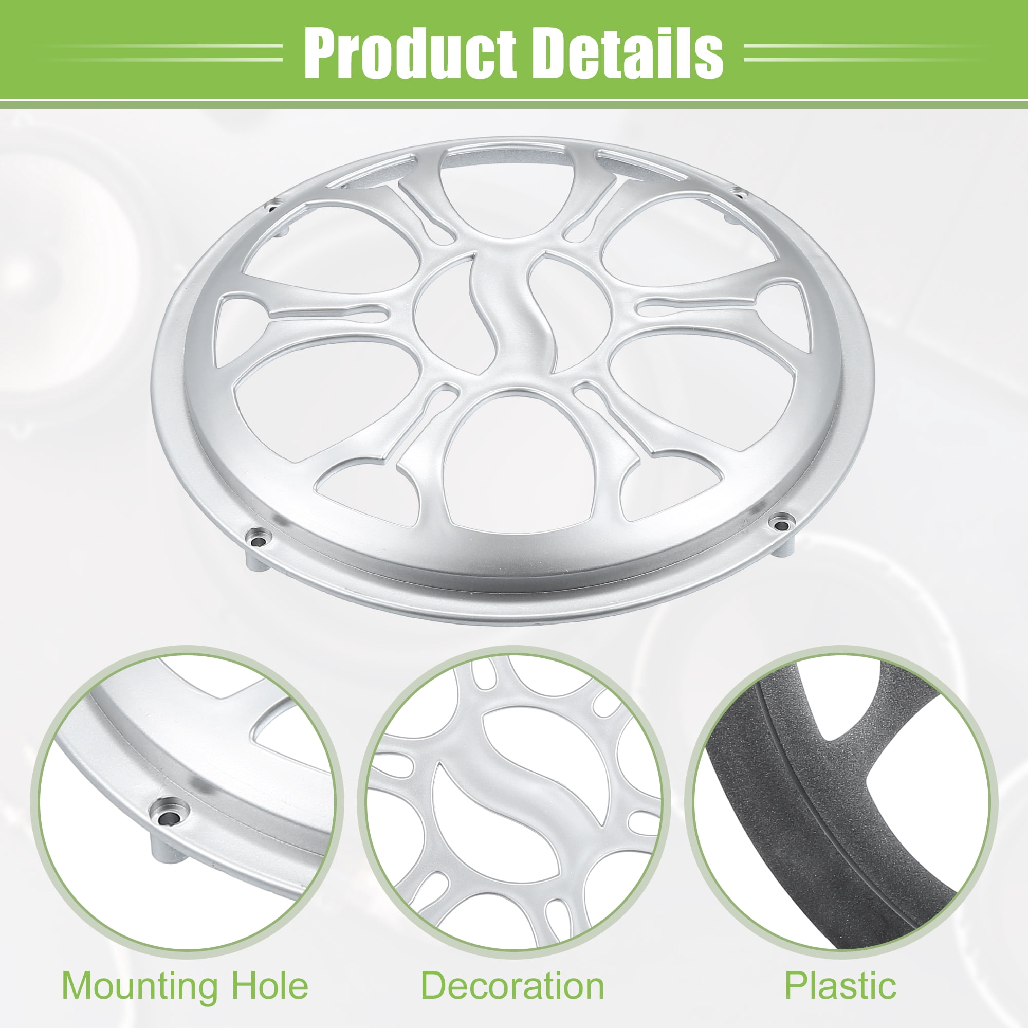 Unique Bargains Universal Car Speaker Grills Cover ABS Silver Tone - Pack of 2 8"