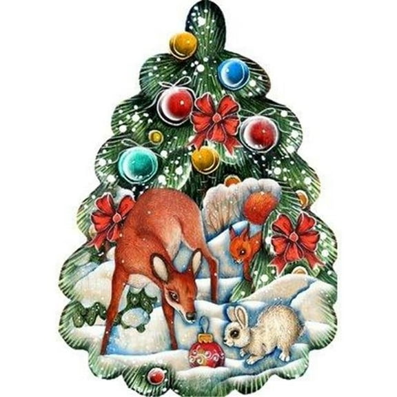 Wooden Forest Christmas Tree Decorative Hanging or Freestanding Figurine for Home & Garden