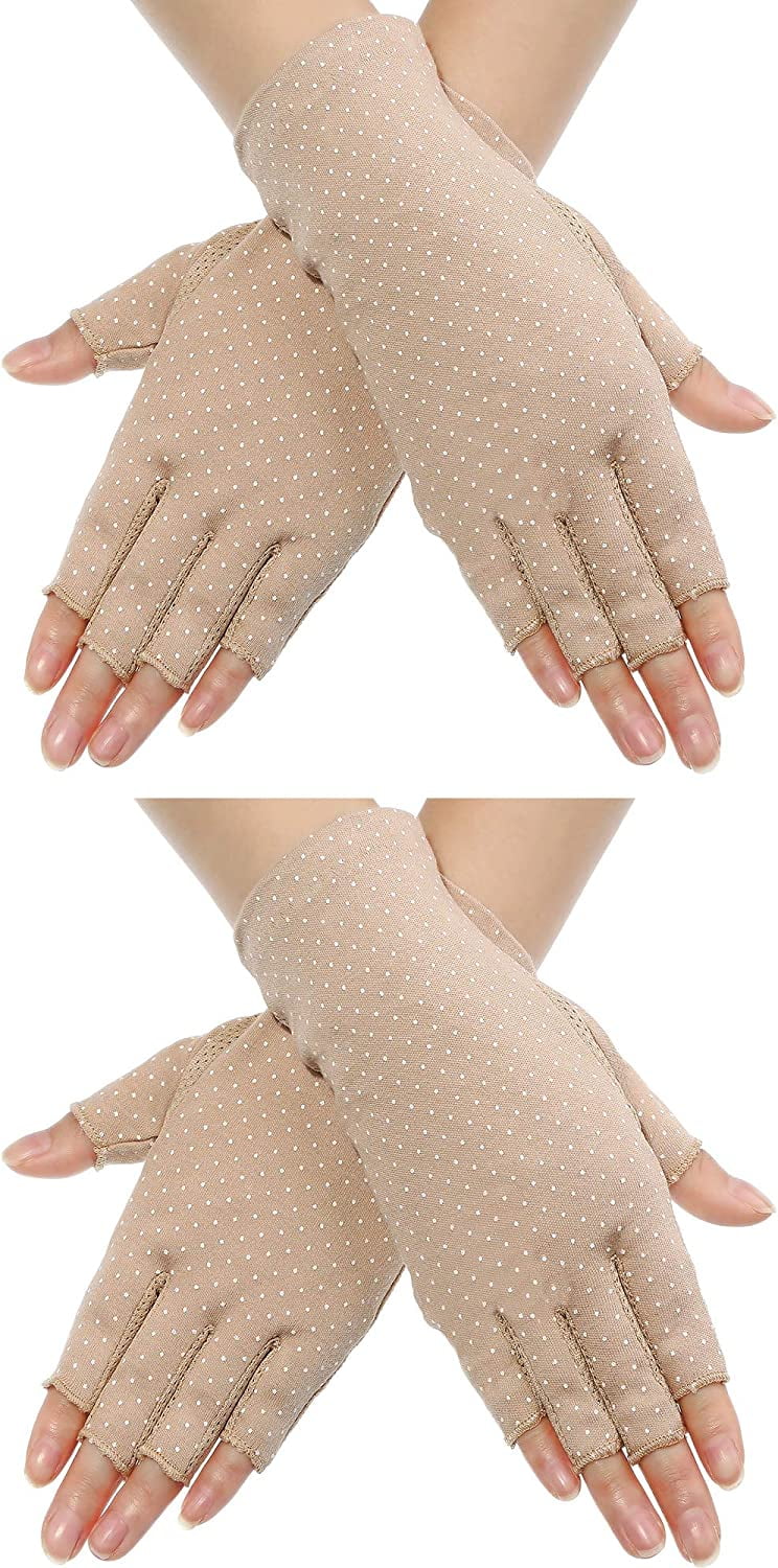 2 Pairs Sunblock Gloves Non Slip UV Protection Driving Gloves Summer