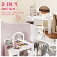 thumbnail image 4 of Qaba Kids Vanity Set with Lighted Mirror, Stool, Cabinet, Drawer, White, 4 of 10