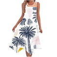 thumbnail image 1 of Una Línea Vestidos de Verano para las Mujeres 2025 Impresión Bolsillos Vestido de Camiseta, Cuello Redondo Vestido de Playa sin Mangas, 1 of 9
