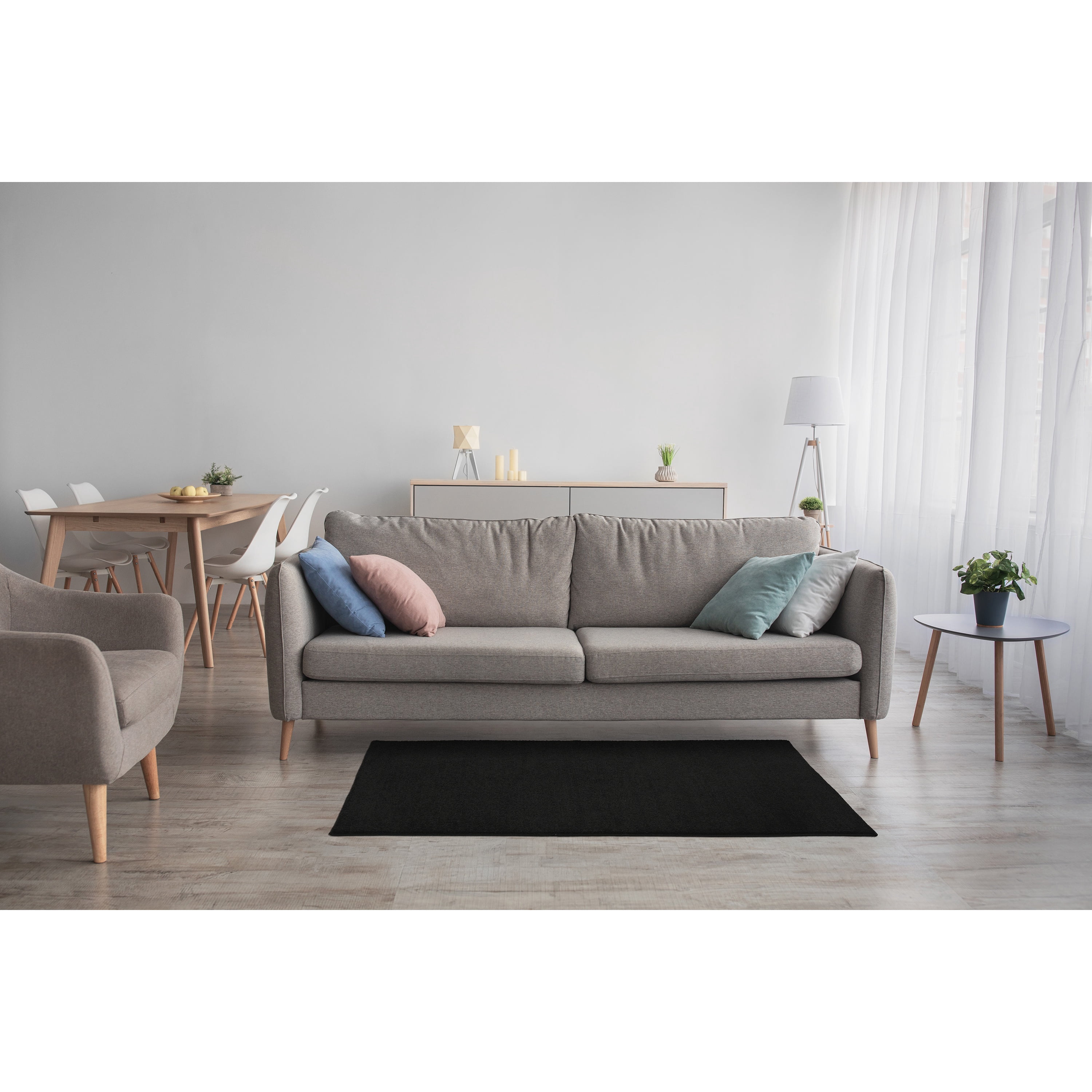 Garland Rug Palmer Plush Washable Black Indoor Area Rug, 3' x 5'