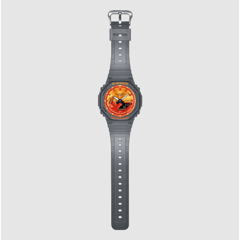 Casio G-Shock Analog Digital Resin Strap Orange Dial Quartz GA
