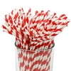 Just Artifacts 100pcs Premium Flexible Bendable Paper Straws (Striped, Cherry Red)