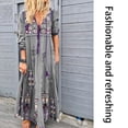 thumbnail image 4 of Vestido largo con estampado floral bohemio Cuello en V Cordón con cordones Ropa de manga larga Speravity AP000133-17B, 4 of 6