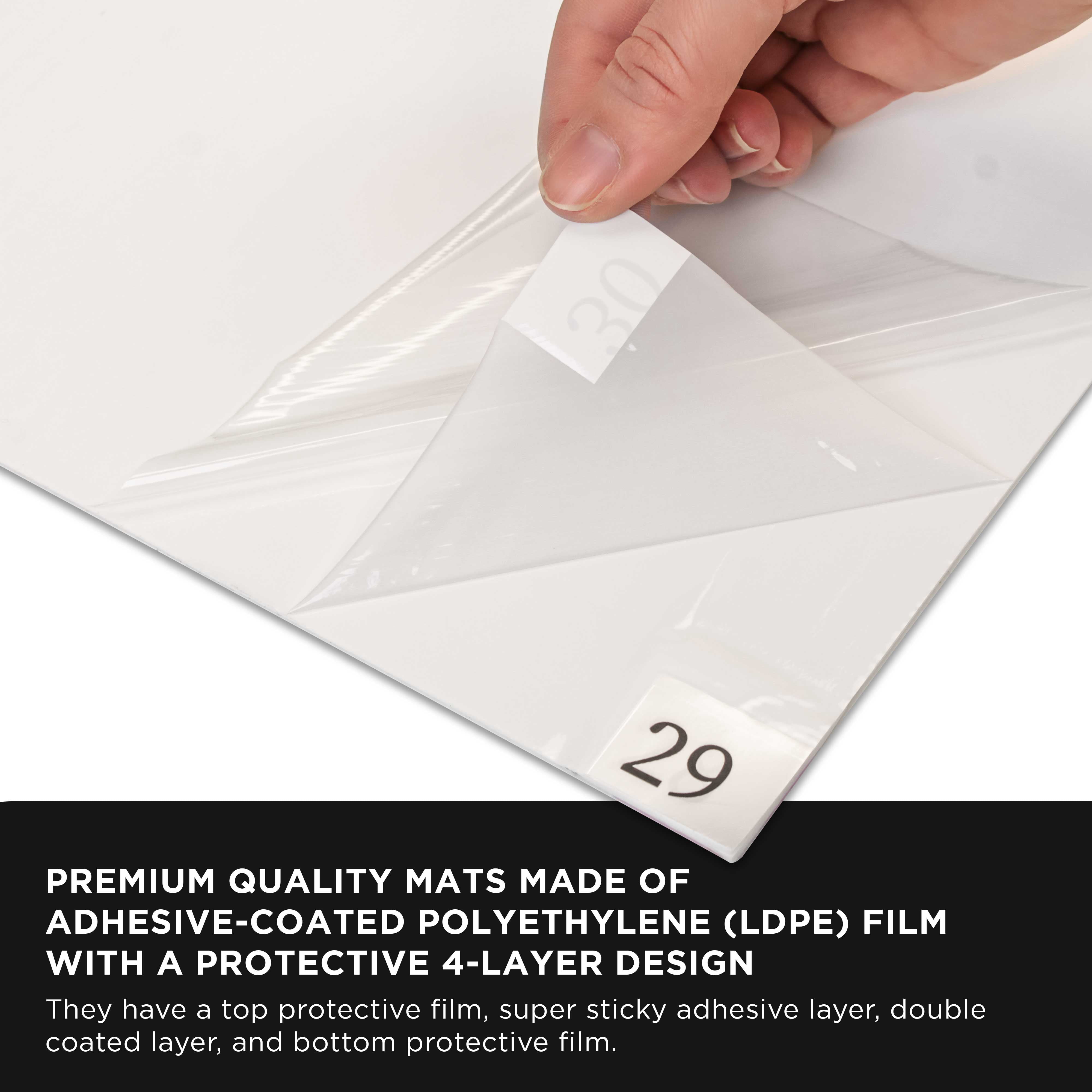 Master Elite Sticky Tacky Adhesive Cleanroom Floor Mats, 24" x 36", 4 Packs of 30 White Sheets Each - For Laboratory, Paint Spray Booth, Construction Sites - Trap Remove Dirt, Dust, Shoe & Pet Debris
