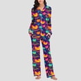 thumbnail image 5 of qelini Halloween Lounge Sets Women Plus Size Long Sleeve Top & Lounge Pants 2 Piece Sleepwear with Drawstring Ptint Loungewear, 5 of 7