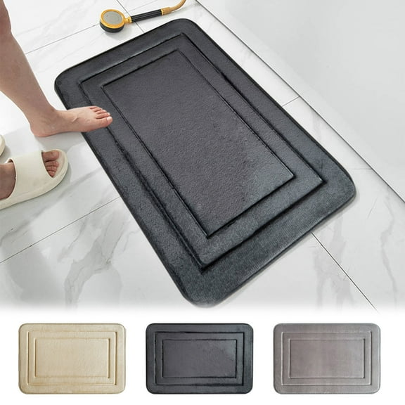 Bath Mat Absorbent Non-slip Floor Mat, 40x60cm Dark Gray Polyester Machine Washable, Quick-dry Soft Memory Foam for Bathroom Safety & Comfort, Ideal for Wet Rooms and Shower Areas,Vsgery