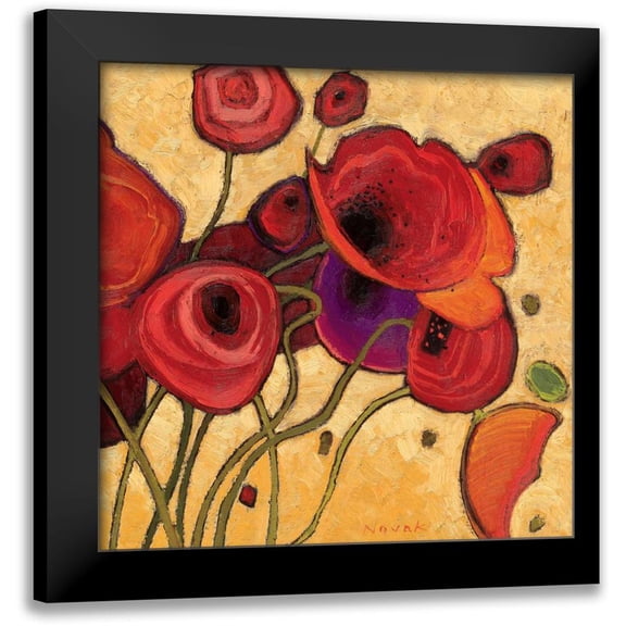 Novak, Shirley 12x12 Black Modern Framed Museum Art Print Titled - Poppies Wildly II