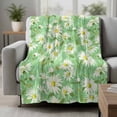 thumbnail image 2 of Green Daisy Floral Blanket Soft Cozy Warm Throw Blanket for Couch, Plush Fuzzy Flannel Fleece Blankets for Sofa, Spring Watercolor Flower Leaf Plant Bed Blankets Lightweight Gifts for Women, 30"x40", 2 of 9