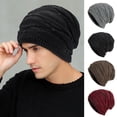 thumbnail image 1 of Dengjunhu Winter Knit Beanie Hats for Men, Plush Lined Chunky Cap Soft Stretch Cable Knit Warm Slouchy Beanie Hat, 1 of 7