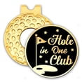 thumbnail image 1 of Gorro de golf con agujero en un palo, negro y dorado con marcador para pelota de golf, 1 of 6