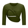 thumbnail image 6 of gbyLJF Womens Crewneck T-shirts with Pads Solid Color 3/4 Sleeve Shirts Round Neck Pullover Tops Pajamas for Women, 6 of 8