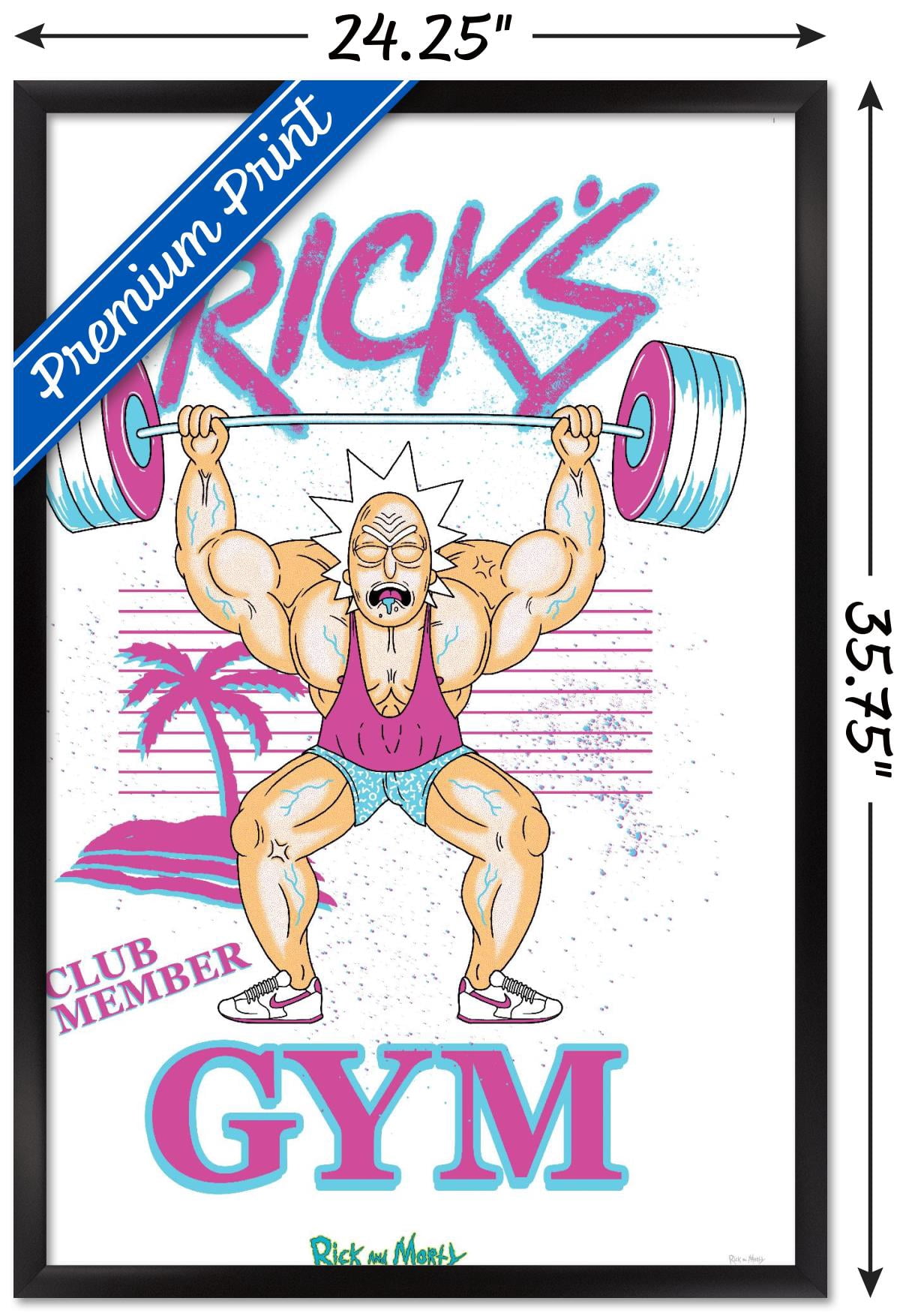 Rick And Morty - Rick's Gym Wall Poster, 22.375" x 34", Framed