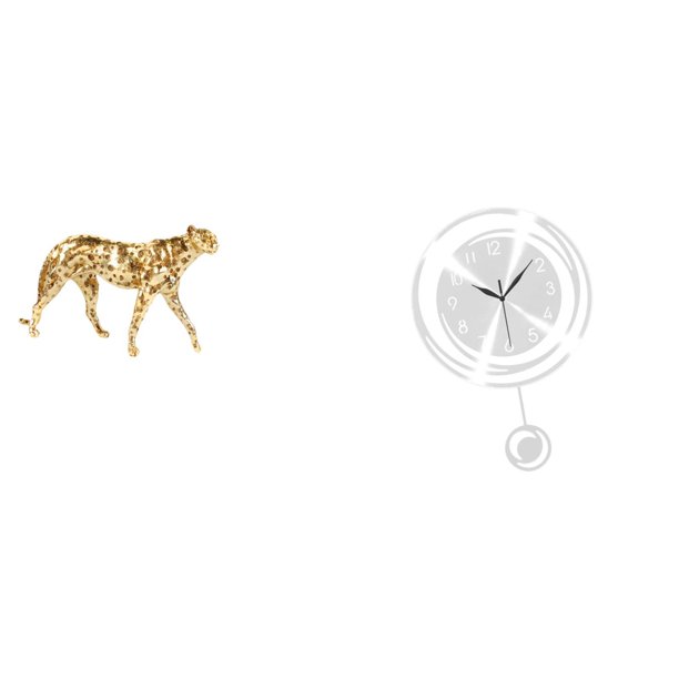 Figura de guepardo,Figura de guepardo dorado,adorno de escritorio moderno,Reloj de pared,Reloj de pared decorativo para baño y dormitorio.,Reloj de pared redondo silencioso y sin tictac,regalo
