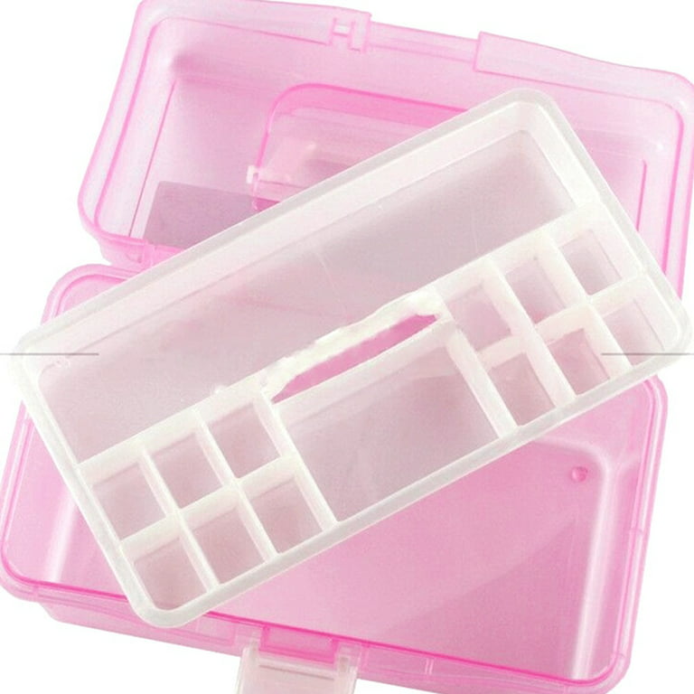 Nail Art Display Box, 1pc Acrylic Plastic Press on Nail Storage Box With  Transparent Lid And Base Nail Tip Storage Case For Manicure, Pink/white