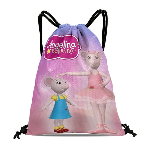 Angelina Ballerina Drawstring Backpack Bag Party Favors Goodies Merch Gym Waterproof Swimming Beach Fans