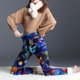 thumbnail image 5 of Gibobby pantalones de hombre Pantalones clásicos para mujer Elástico Cintura alta Estrellas Estampado Fleece Forrado Capris Termal Leggings de invierno de longitud completa（Azul， M), 5 of 5