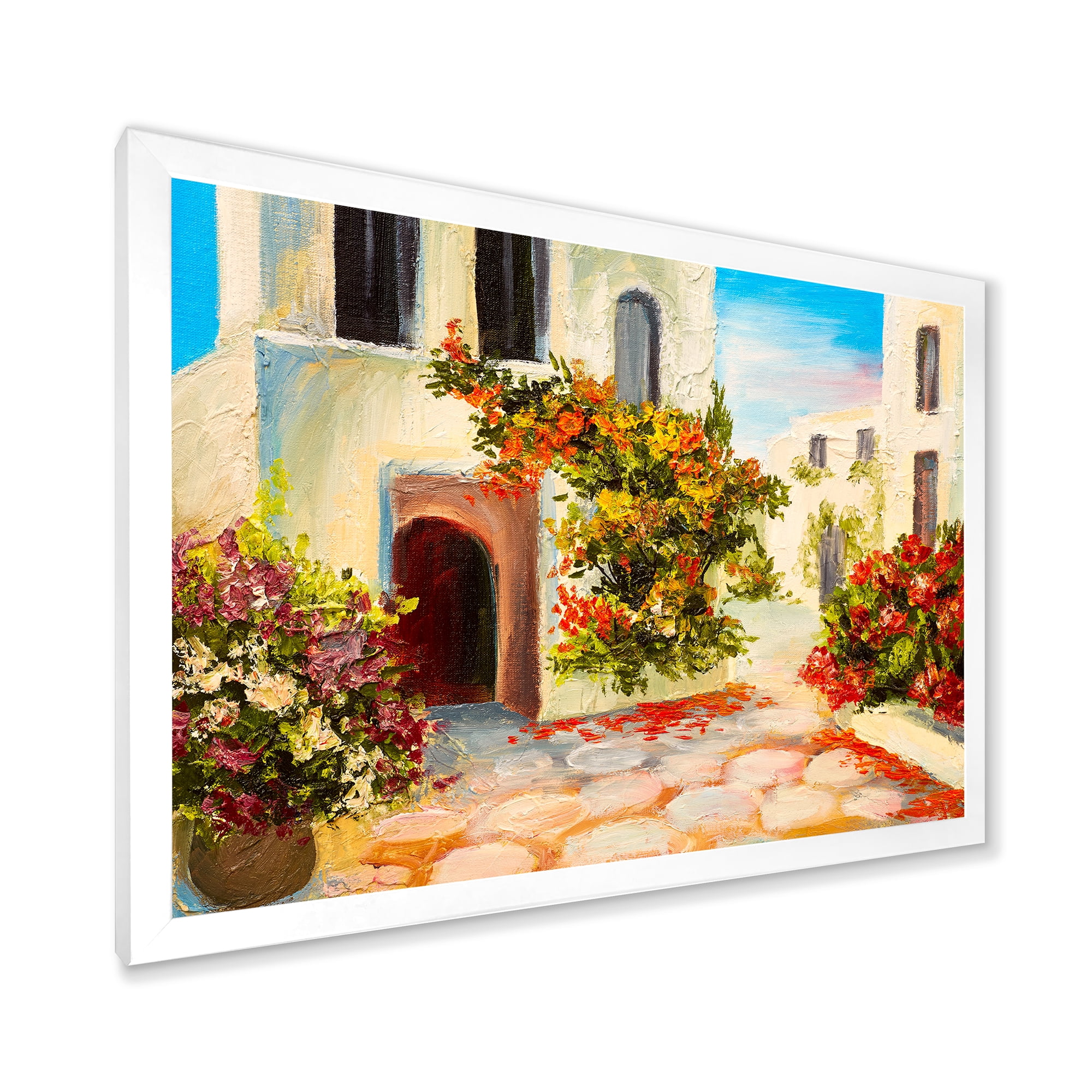 Designart 'The Mountain With Flowers With Little House I' Nautical & Coastal Framed Art Print