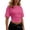 Hot Pink, variant on OGLCCG Womens Short Sleeve Crop Tops Casual Crewneck Cinched Waist T Shirts Summer Trendy Solid Color Y2K Going Out Basic Tees,XXL,White