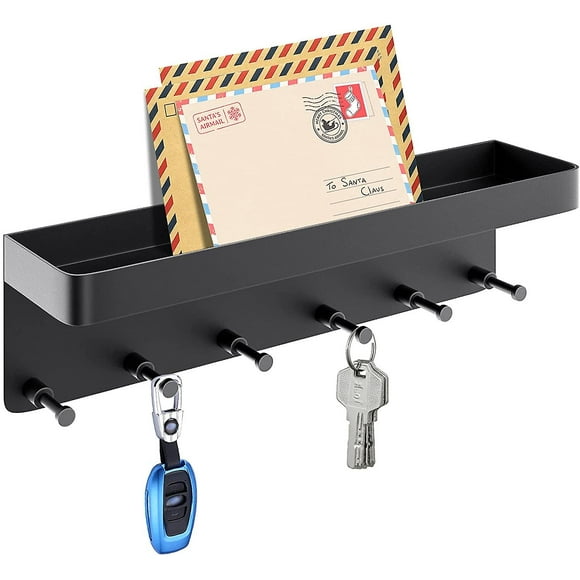 Key Holder, Mail And Key Holder For Wall Decorative With 6 Key Hooks, Self
