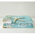 thumbnail image 3 of Starfish Seashell Blanket,Conch Sea Shell Throw Blanket for Camping Travel Coastal Animal Fleece Blanket Throw Size Retro Rustic Farmhouse Sherpa Blanket Teal Wooden Striped Plush Blanket, 3 of 6